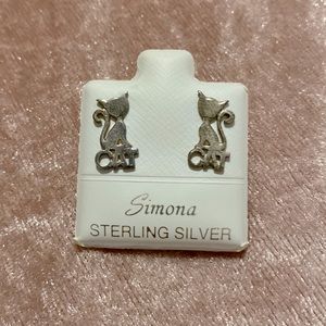 Simona sterling silver cat earrings